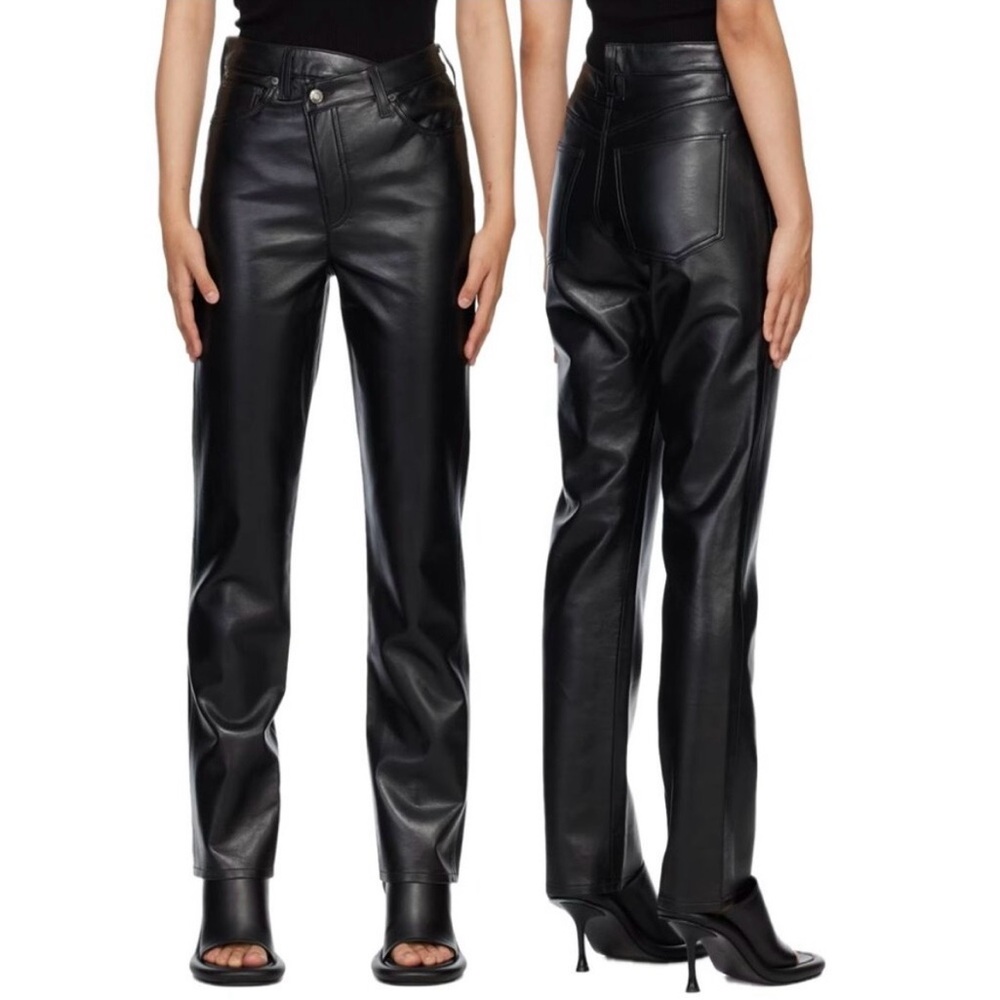 Black Leather Criss-Cross Pants